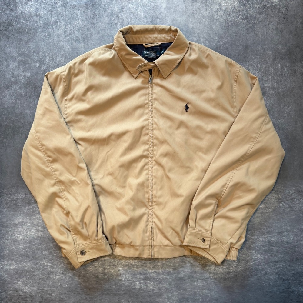 Polo Ralph Lauren Harrington Jacket Mens XXL Tan Beige Bi-Swing Windbreaker Pony